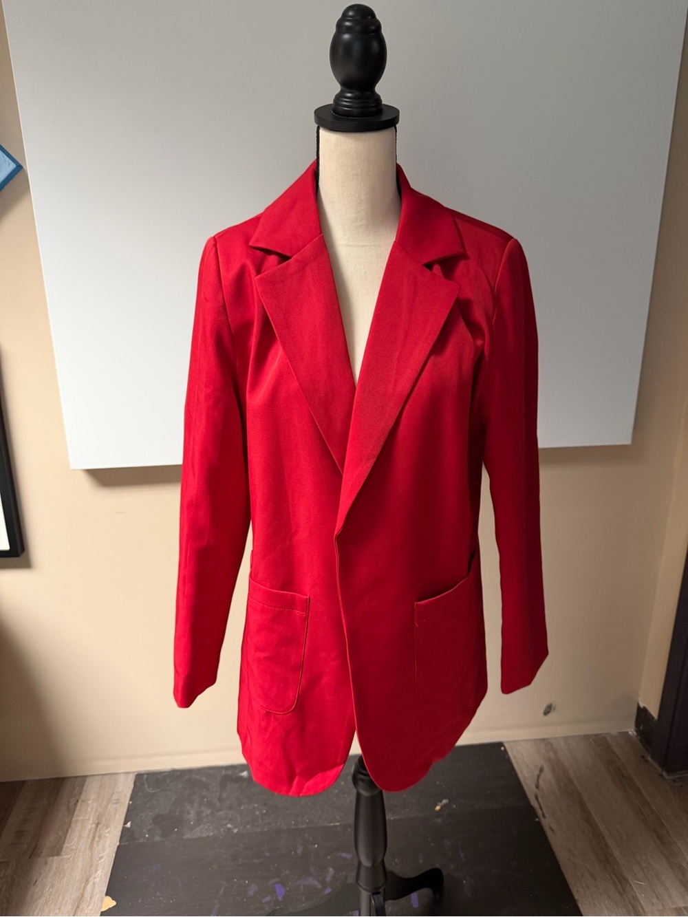 Red Women's Open Front Blazer Jacket